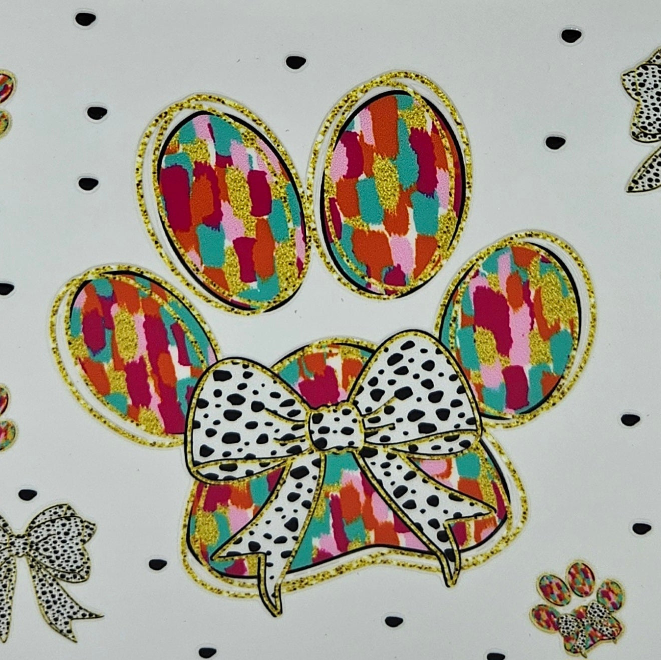 Dog Paws with Bows Animal Print