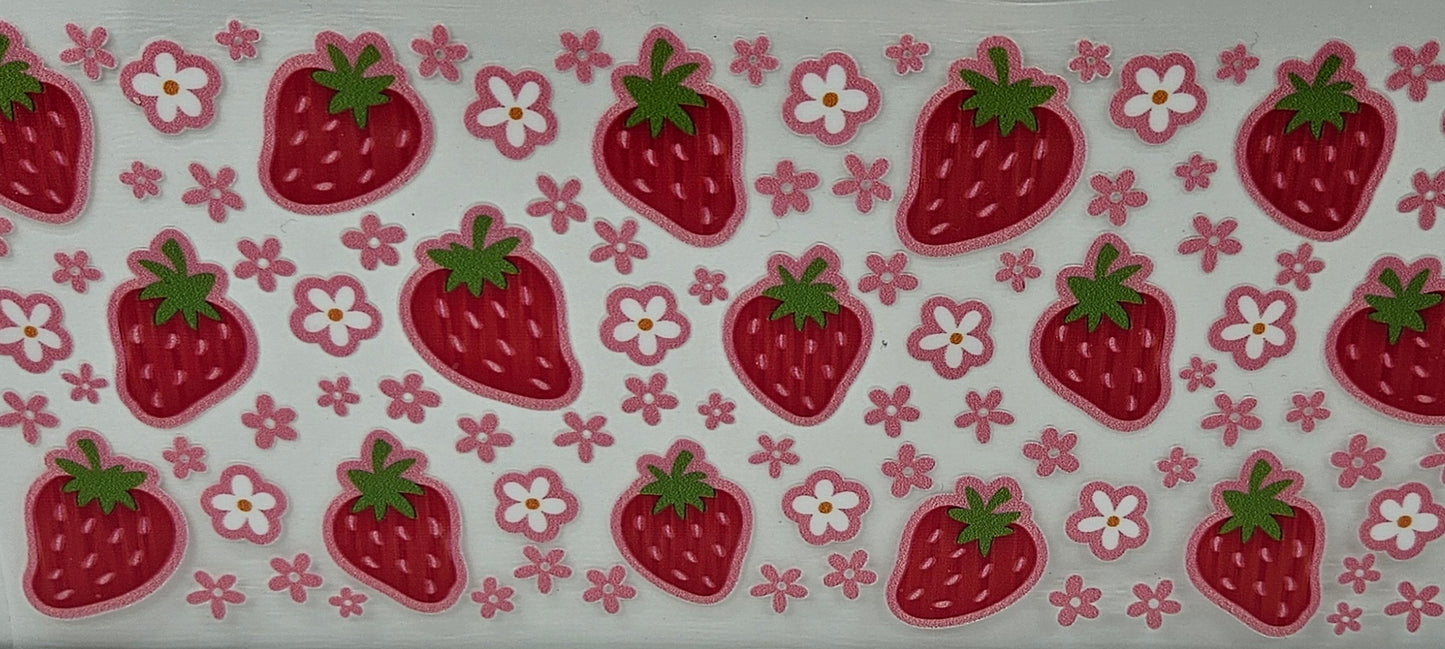 Red Strawberries with White & Pink Flowers