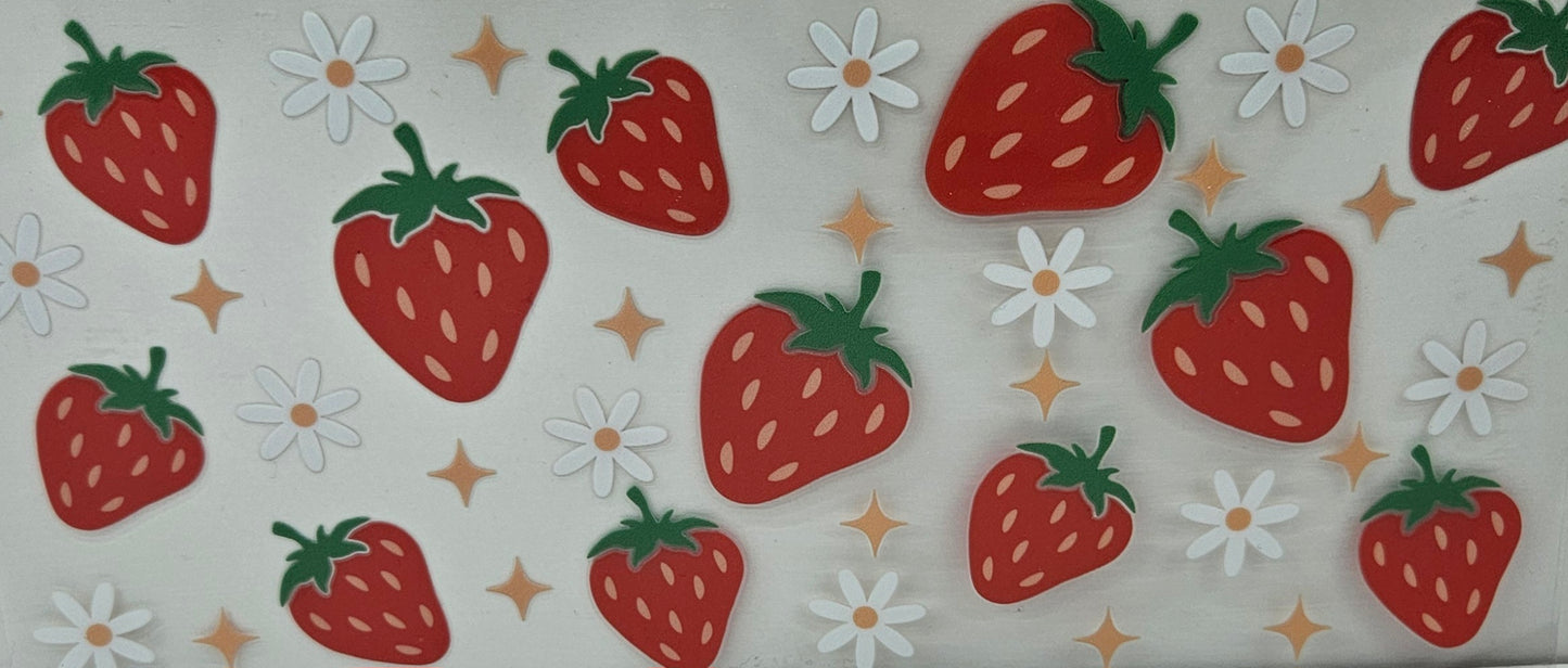 Red Strawberries with White Flowers