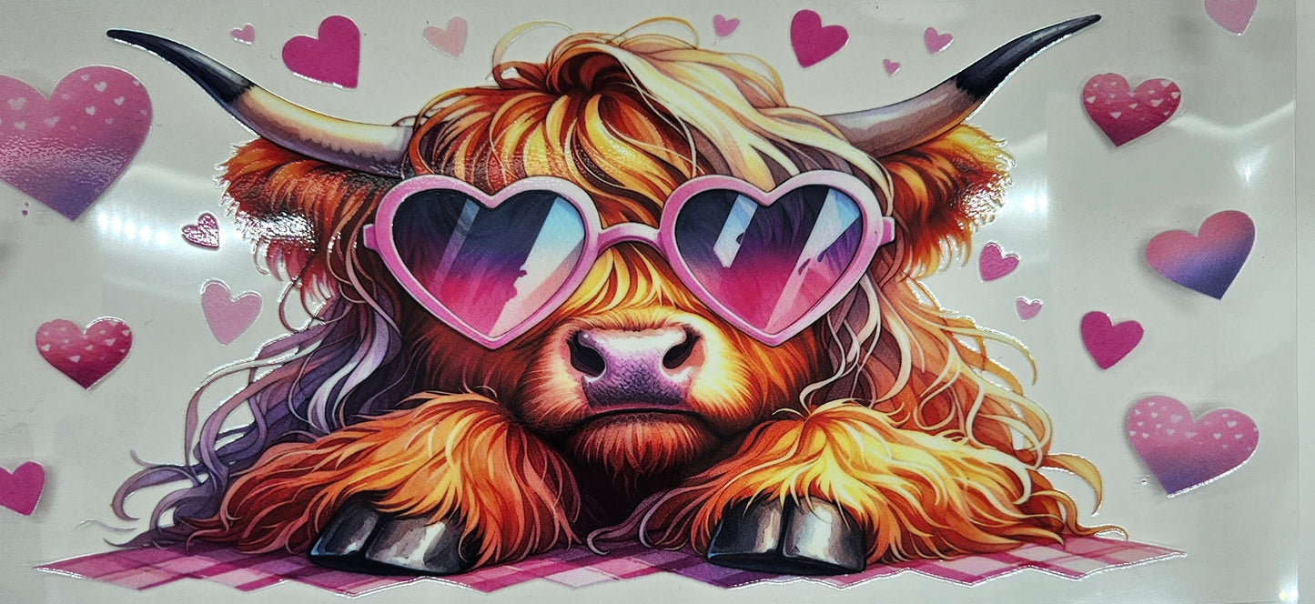 Brown Highland Cow with Sunglasses