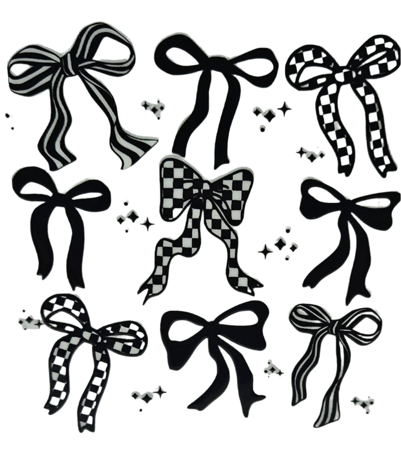Mixed Print Black Bows