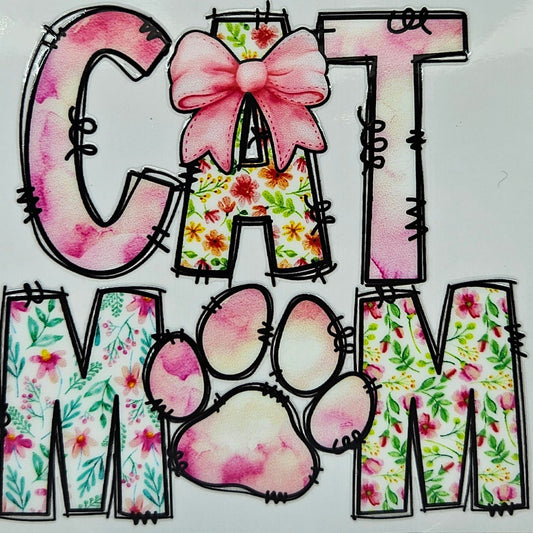 Cat Mom with Bow & Paw