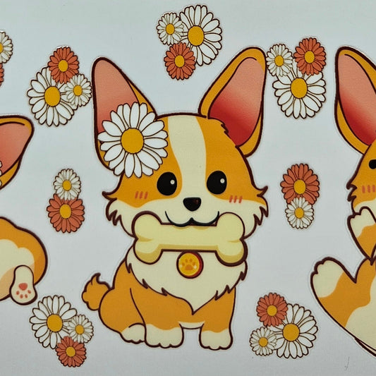 Dog with Bone and Flowers