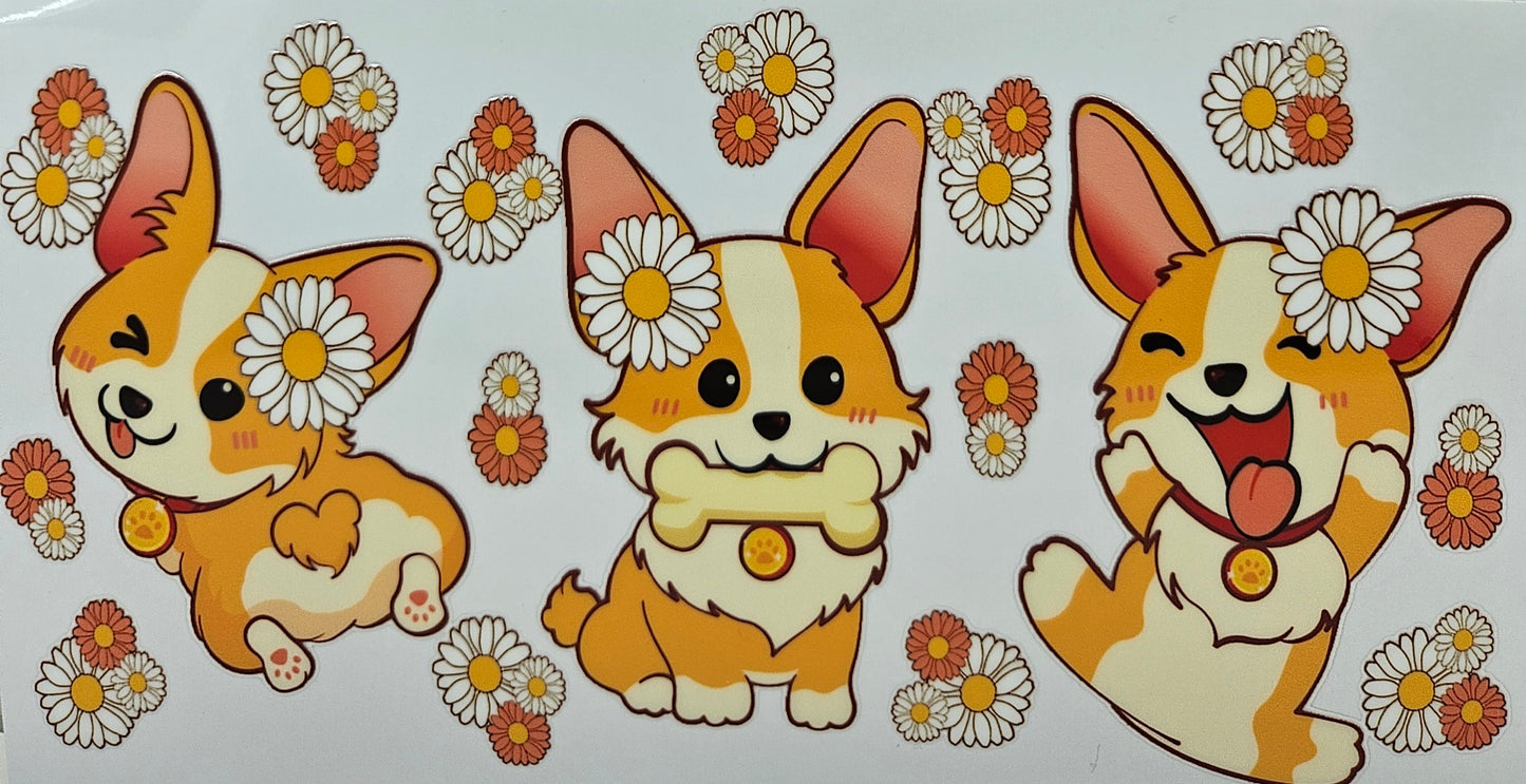 Dog with Bone and Flowers