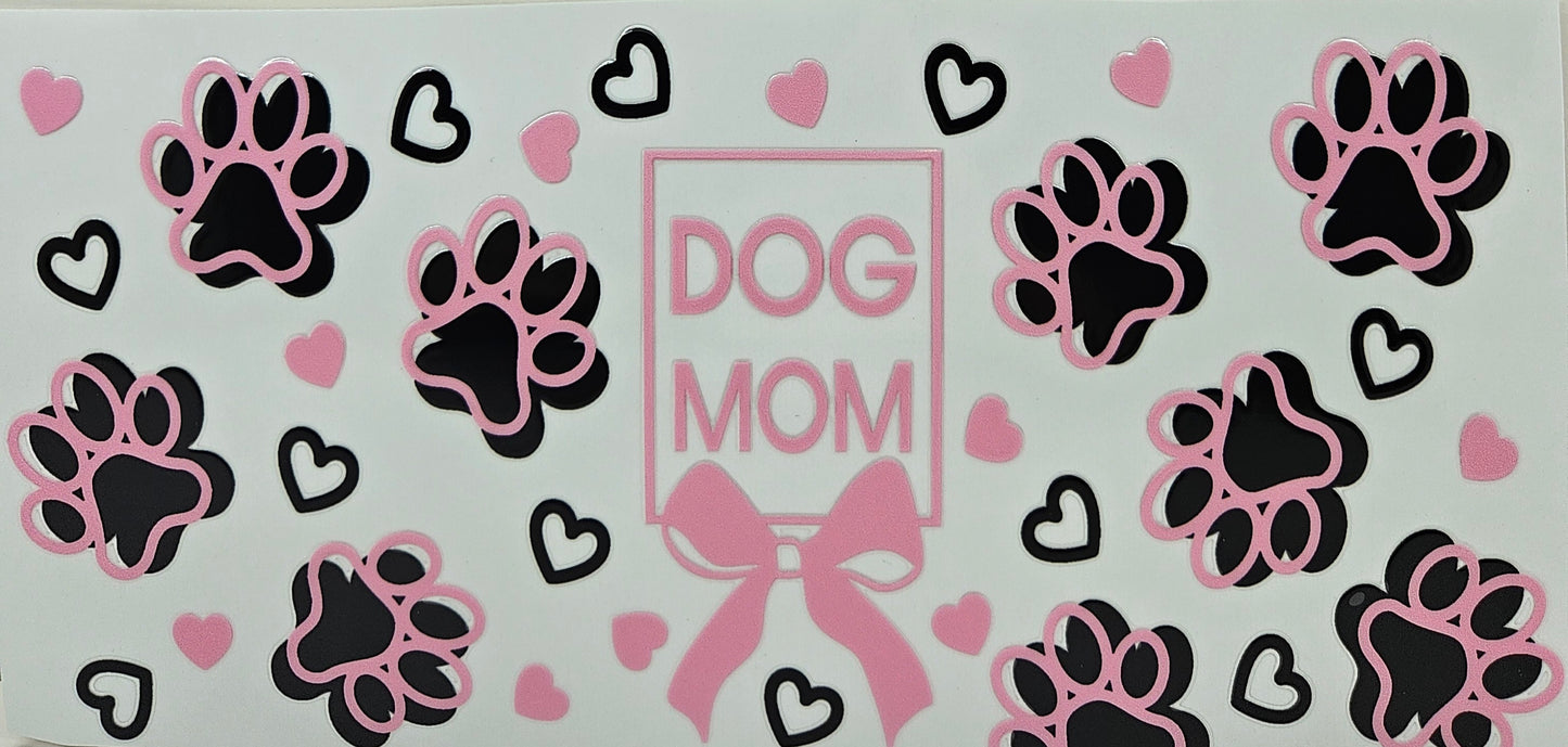 Dog Mom Paws Pink & Black with Bow