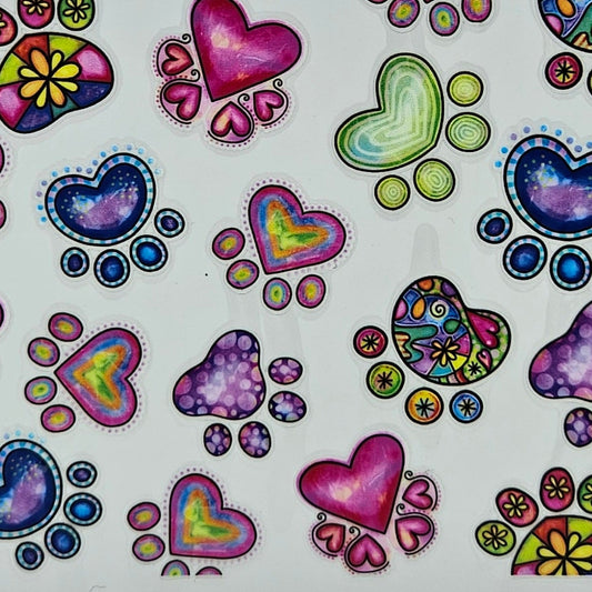 Dog Paws with Hearts Retro