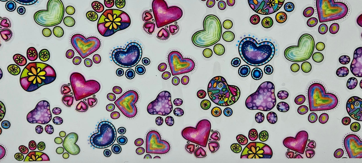 Dog Paws with Hearts Retro