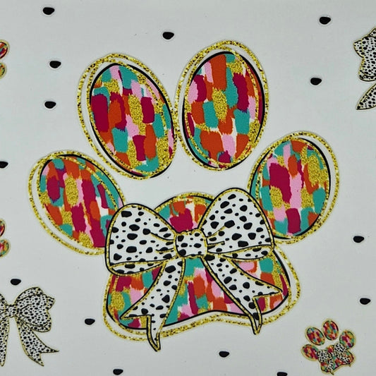 Dog Paws with Bows Animal Print