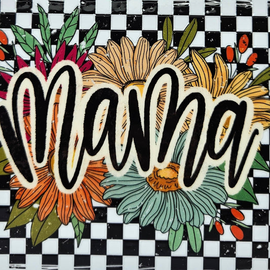 Mama Checkered Print with Flowers