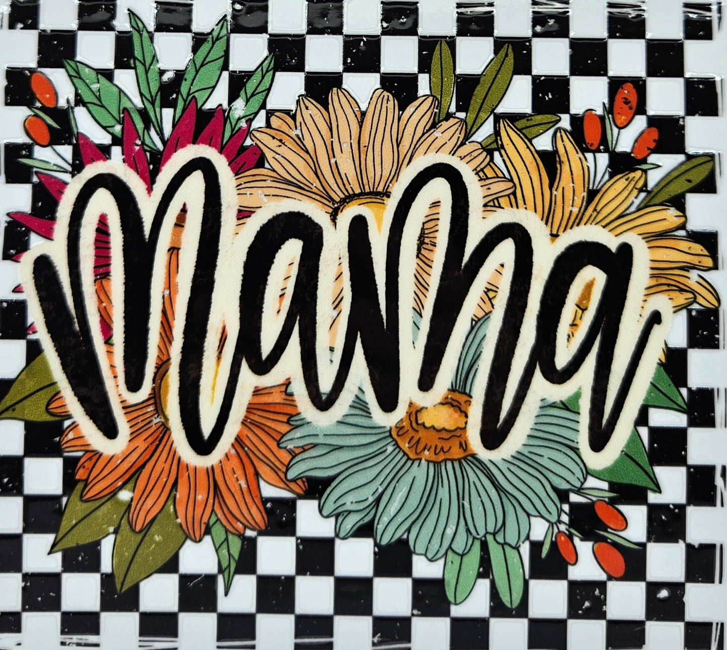 Mama Checkered Print with Flowers