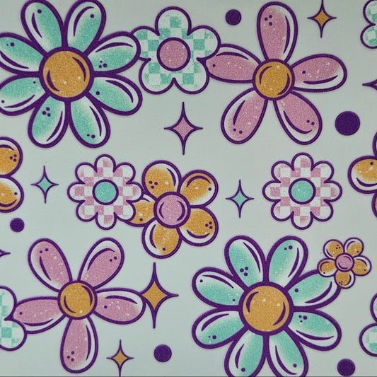 Retro Pastel Multicolor Flowers
