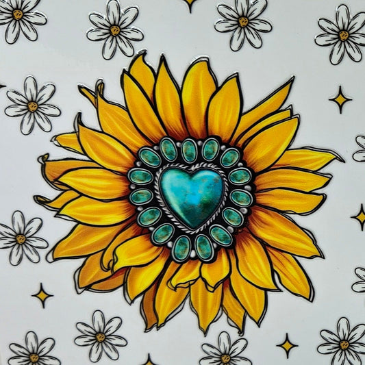 Sunflowers with Teal Heart