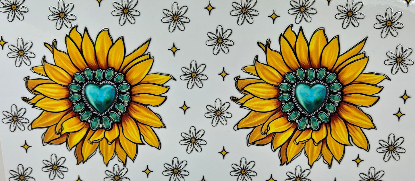 Sunflowers with Teal Heart