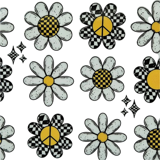 Checkered White and Yellow Flowers