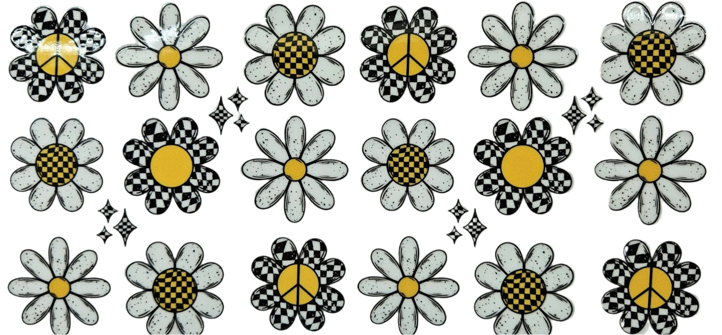 Checkered White and Yellow Flowers