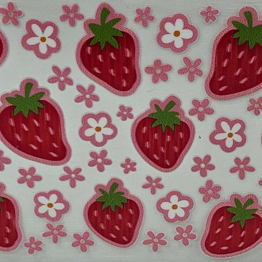 Red Strawberries with White & Pink Flowers