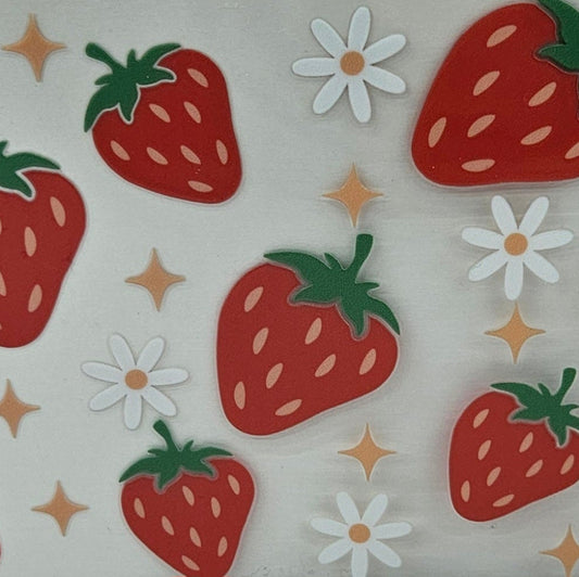 Red Strawberries with White Flowers