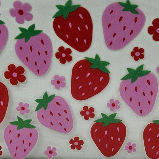 Pink & Red Strawberries with Flowers