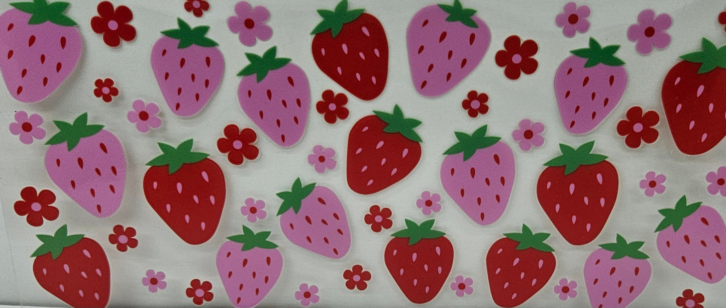 Pink & Red Strawberries with Flowers