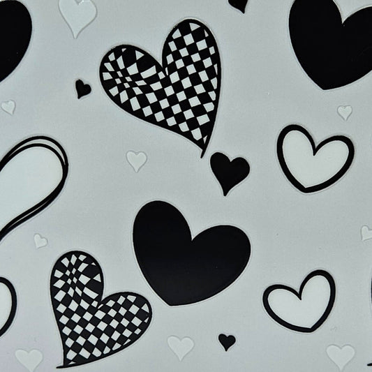 White Black and Checkered Hearts