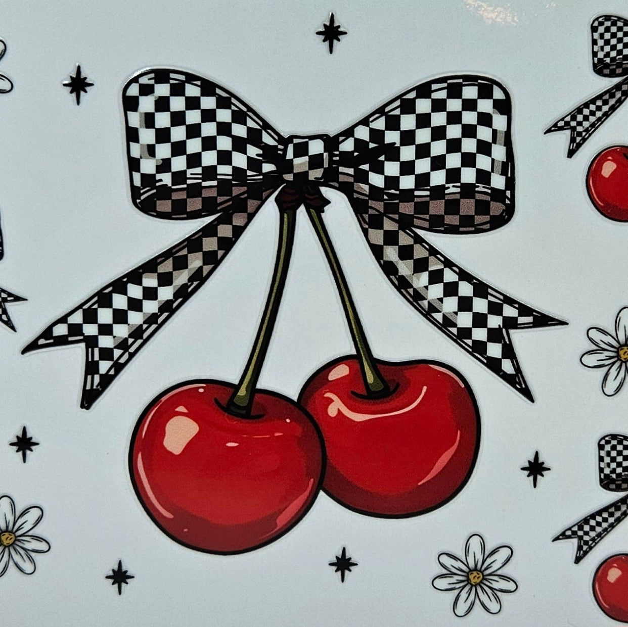 Cherrie with Black & White Checkered Bow Full Wrap