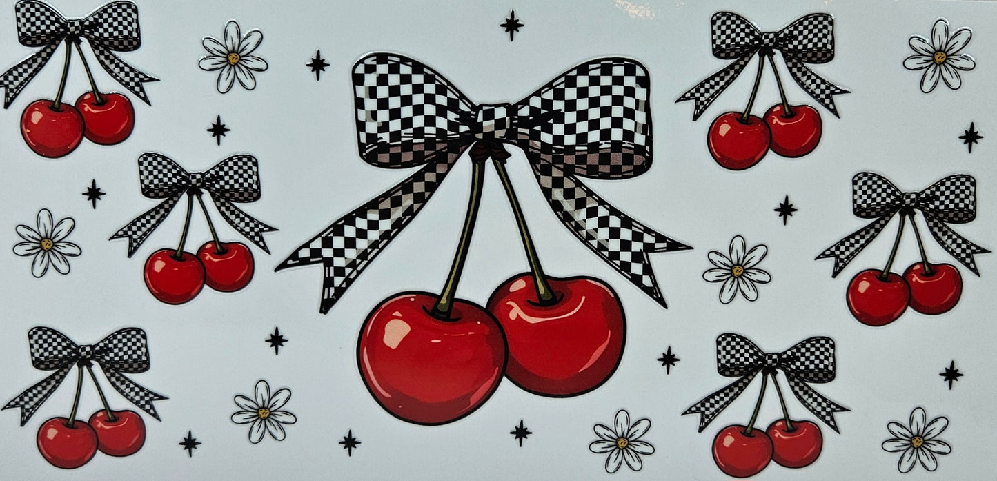 Cherrie with Black & White Checkered Bow Full Wrap
