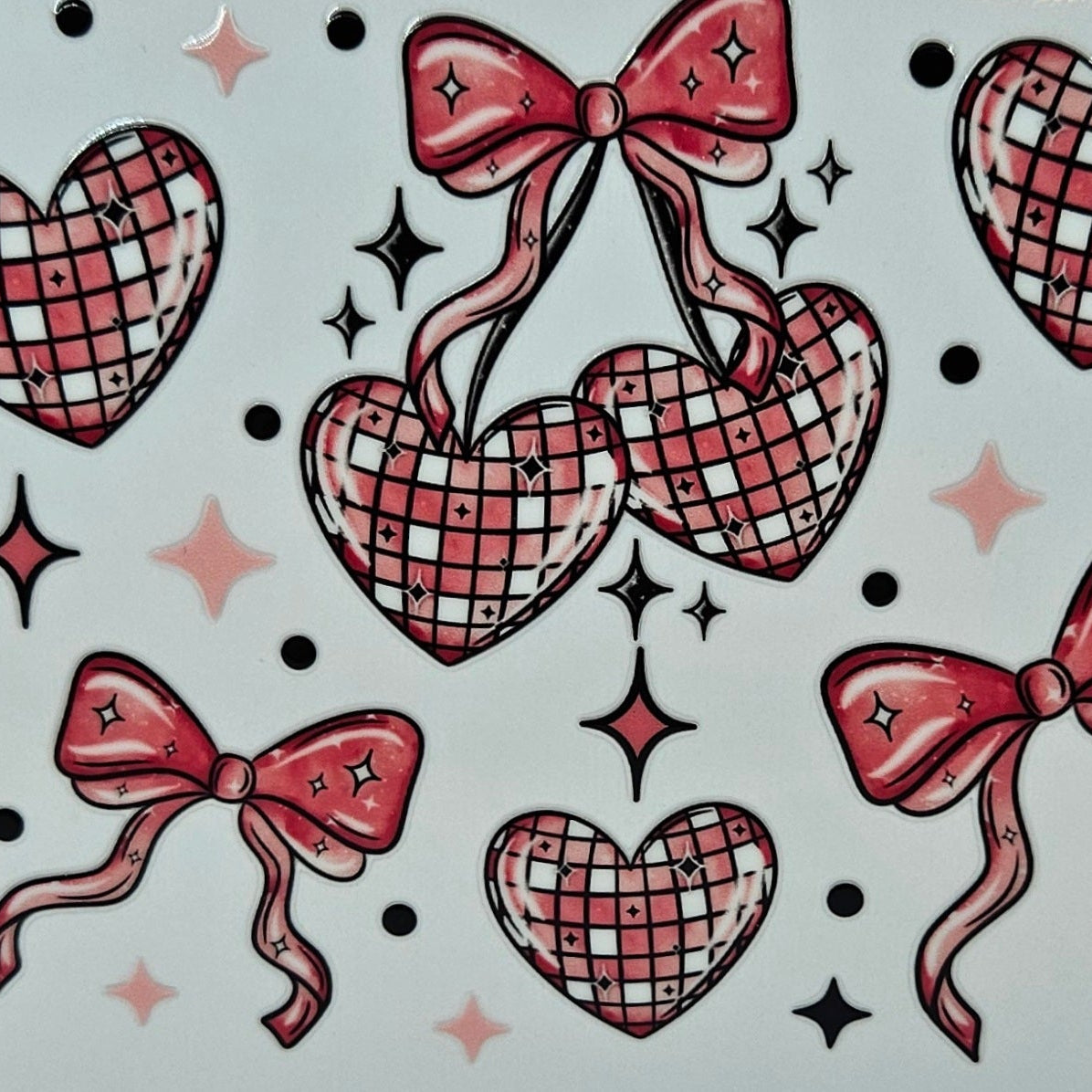 Pink Bows & Hearts Checkered Full Wrap