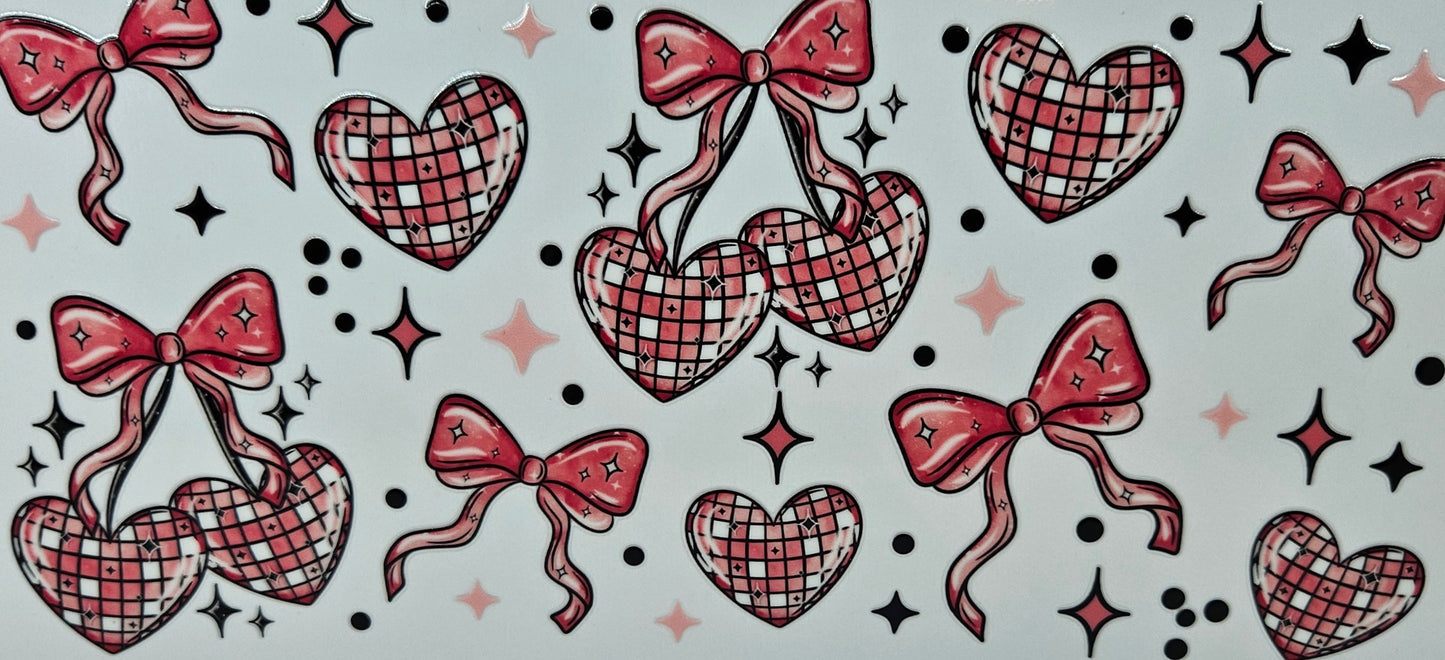 Pink Bows & Hearts Checkered Full Wrap