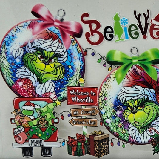 Grinch Ornaments Believe Christmas