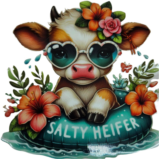 White & Brown Highland Calf Salty Heifer Floatie