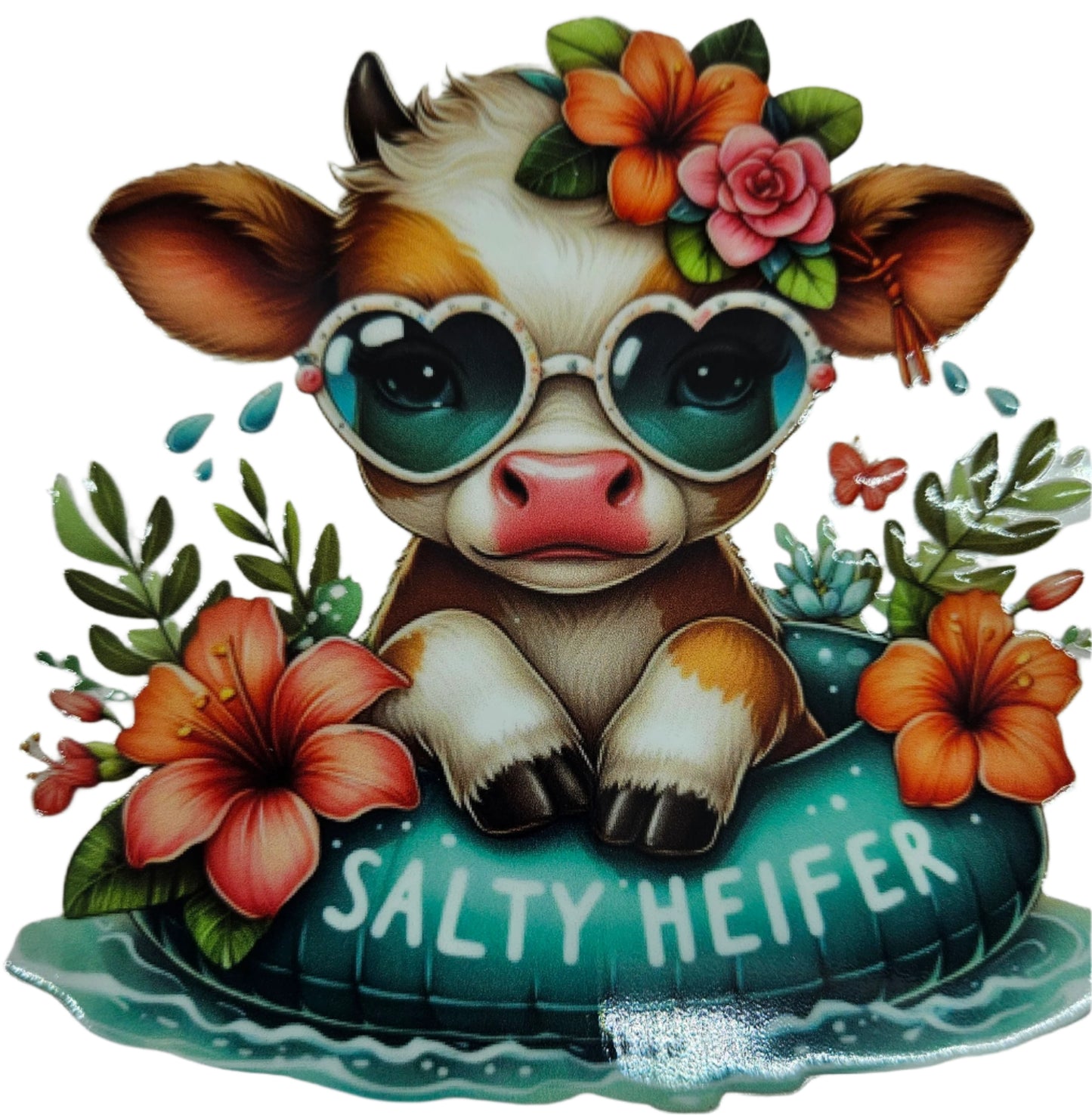 White & Brown Highland Calf Salty Heifer Floatie