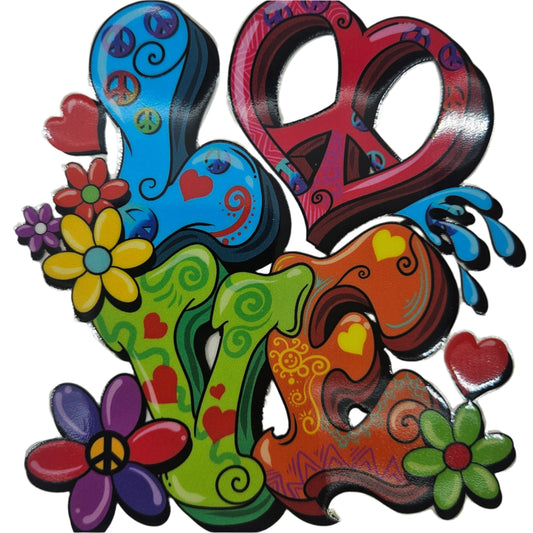 Love with Peace Symbol & Flowers