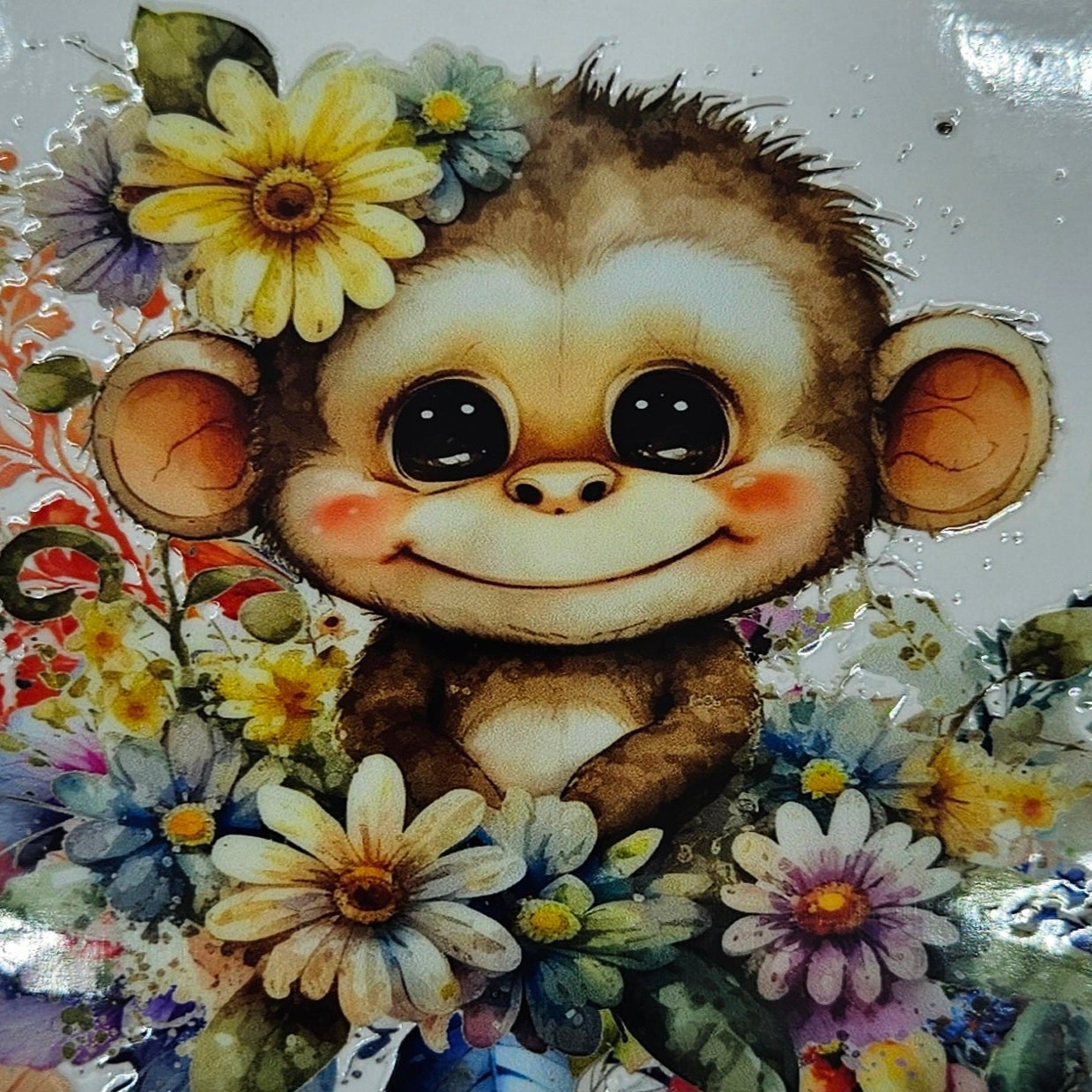 Baby Monkey & Flowers