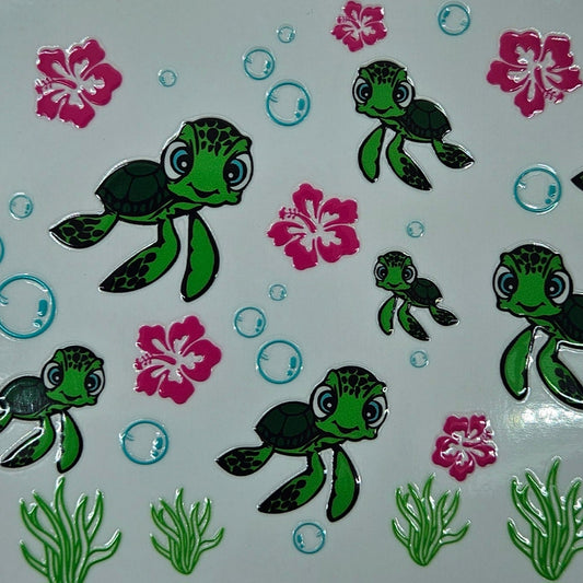 Baby Turtles & Pink Flowers