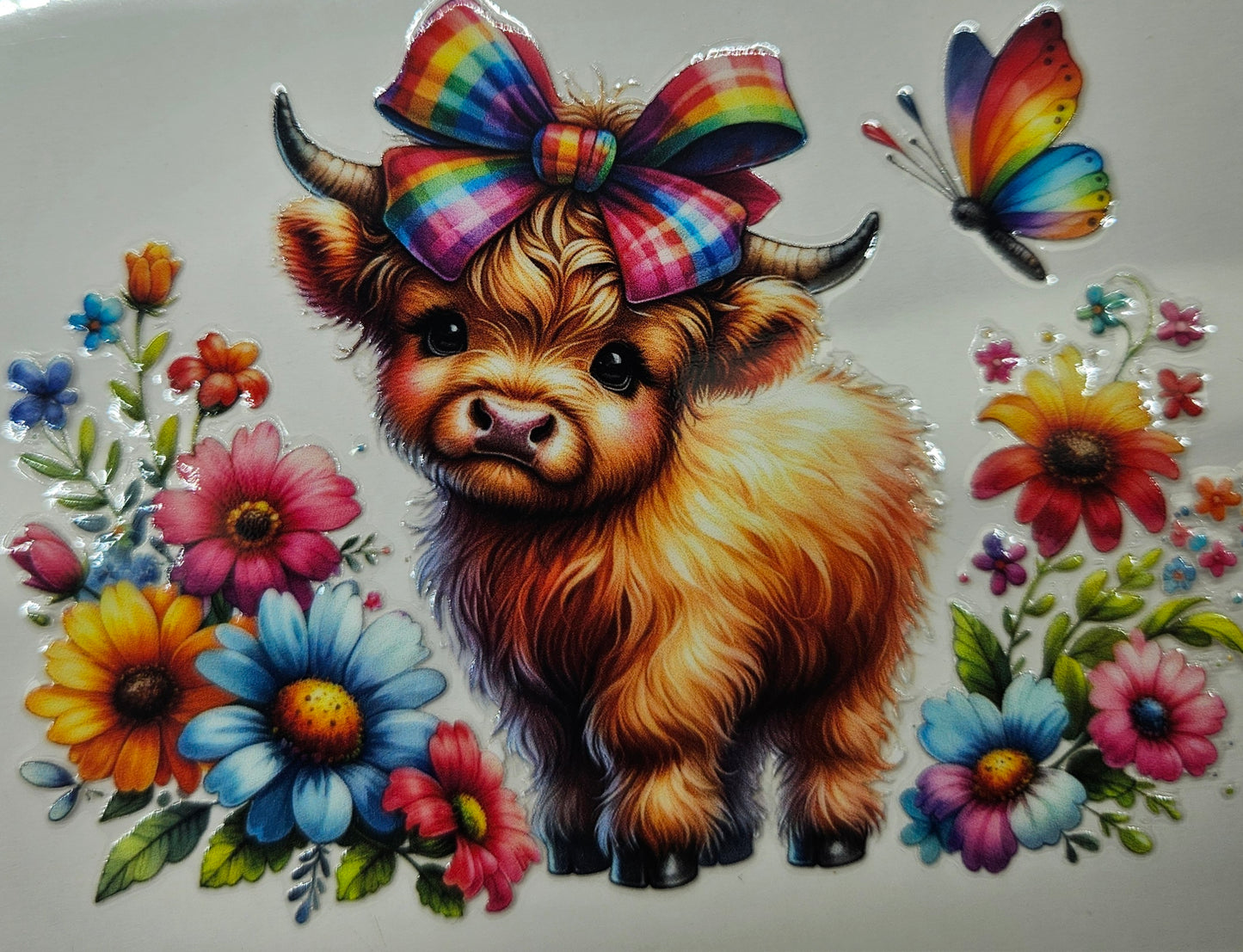 Brown Highland Calf with Flowers & Bow
