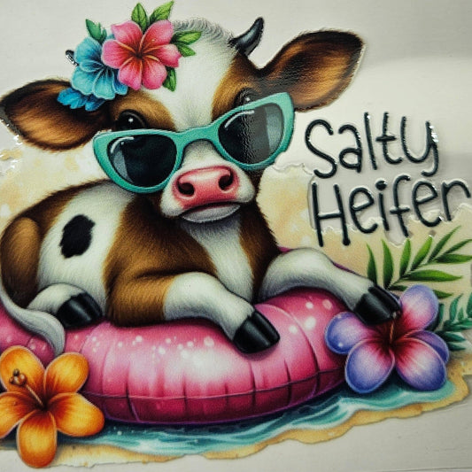 White & Brown Highland Calf Salty Heifer Pink Floatie