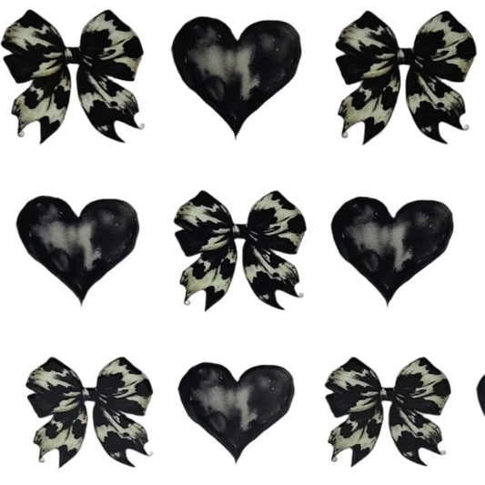 Cow Print Bows W/Hearts