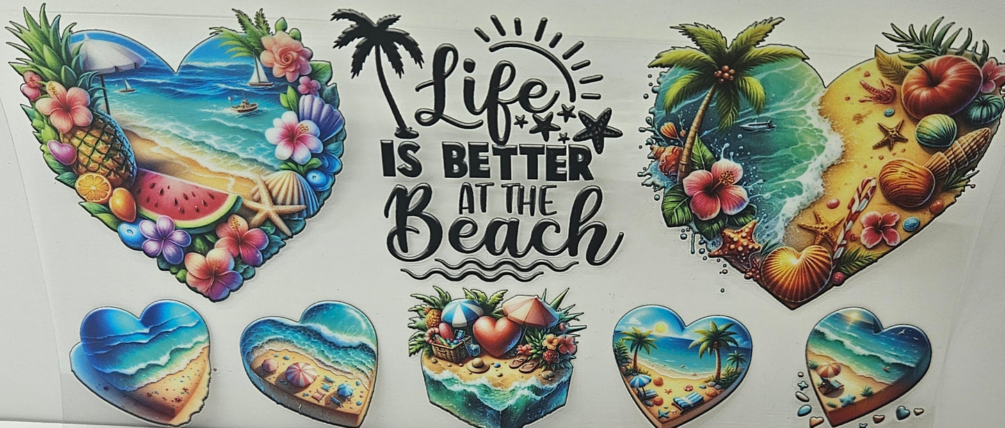 Life is Better at the Beach Heart Shells