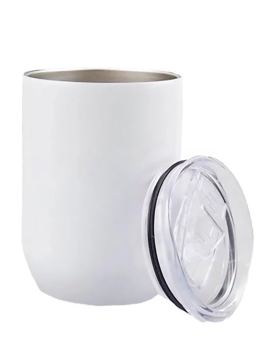 12oz SS Double Wall Insulated White Beverage/Wine Tumbler